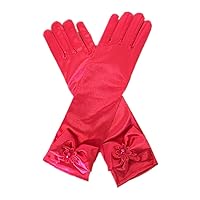 DreamHigh Kids Stretch Satin Long Finger Dress Gloves for Girl Children Party