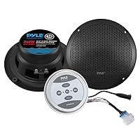 Pyle Bluetooth Marine Grade Flush Mount 2-Way Speaker System Amplified Full Range Stereo Sound Dual Cone Dome Waterproof Universal Home with Aux 3.5mm Input Pair 6.5” 240 Watts (PLMRKT9) Black