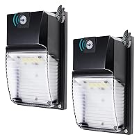 HiBay Led Wall Pack Light with Dusk-to-Dawn Sensor,18W 1980LM 5000K Photocell Wall Lights Fixture, IP65 Waterproof Outdoor Porch Lights for House- 2 Pack
