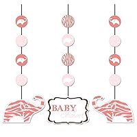 Creative Converting Baby Shower Wild Safari Pink 3 Count Hanging Cutouts Decoration