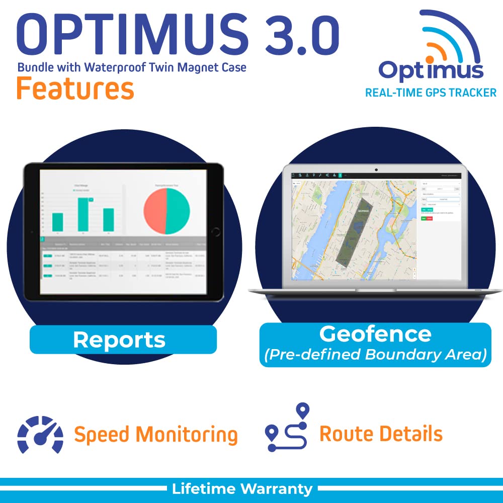 Optimus 3.0 GPS Tracker - 1 Month Battery - with Heavy Duty Waterproof Case and Powerful Magnets for Vehicles and Assets