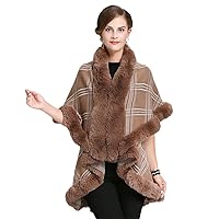 Autumn Winter Women Knit Cashmere Shawl Cloak Cardigan Long Double Layer Plaid Cape Coat