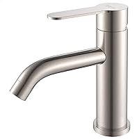 AMAZING FORCE Bathroom Faucet Brushed Nickel Bathroom Sink Faucet Single Hole Bathroom Faucet Single Handle Vanity Faucet- Sink Drain Not Included 1.2 GPM