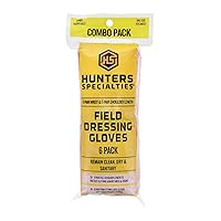 Hunters Specialties Field Dressing Gloves Combo Pack 6 Pairs Short Latex Gloves & 6 Pairs Shoulder-Length Poly Gloves for Deer Gutting