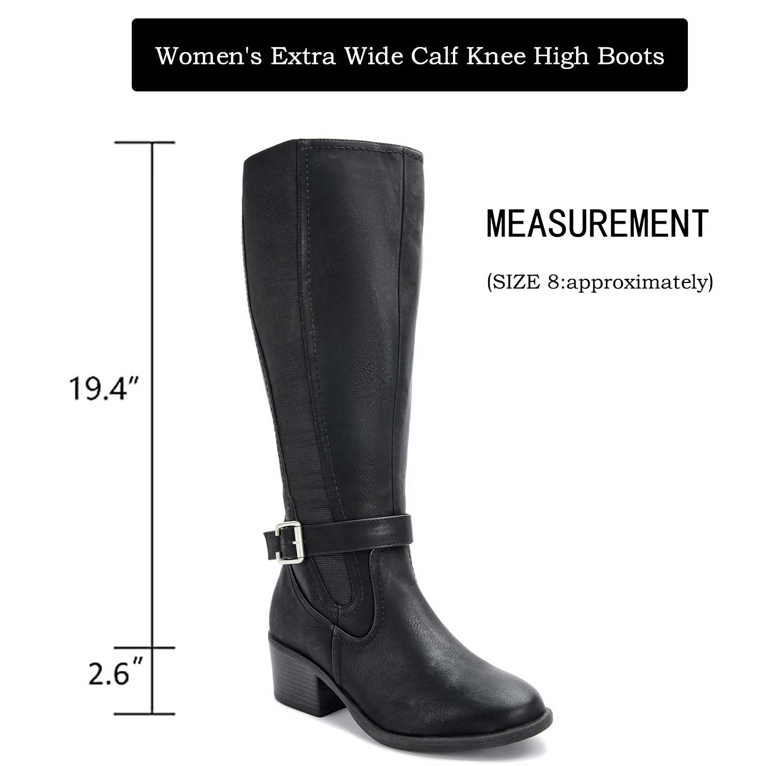 Luoika Women's Extra Wide Calf Knee High Boots Wide Width Knee High Winter Tall Boots.