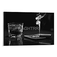 NAGHTRR Smoky Cigar Whiskey Iconic Black And White Smoking Poster Canvas Painting Wall Art Poster for Bedroom Living Room Decor 08x12inch(20x30cm) Frame-style