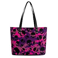 Womens Handbag Millatry Camouflage Skulls Pattern Leather Tote Bag Top Handle Satchel Bags For Lady