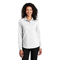 Port Authority Ladies Long Sleeve Performance Staff Shirt LW401 XXL White