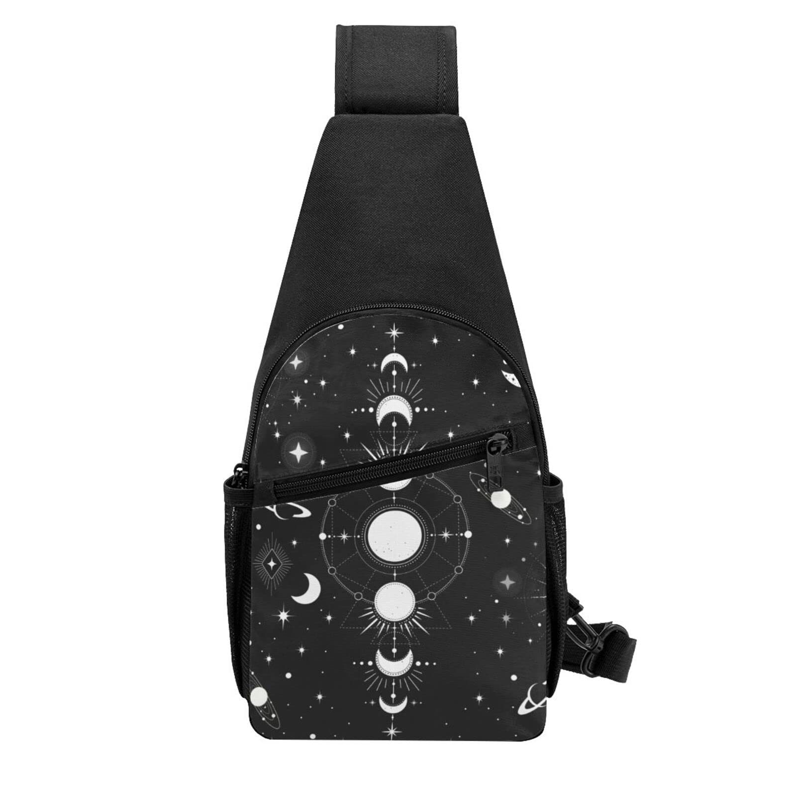 FREEHOTU Sun And Moon Mystical Astrology Sling Backpack, Travel Chest Bag Hiking Daypack Crossbody Shoulder Bag