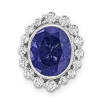 14k WhiteGold Lab Grown Diamond Si1 Si2 G H I Lab Created Sapphire Oval Pendant Necklace Measures 15.02mm long 6.12mm Thick Jewelry for Women