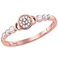 The Diamond Deal 10kt Rose Gold Womens Round Diamond Cluster Stackable Band Ring 1/6 Cttw