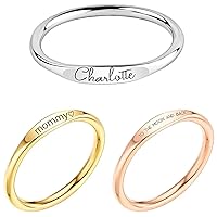 Custom Name Ring for Women Mother's Day Personalized Gift Mom Stacking Dainty Engraved Matching Friend Bridesmaids Promise Grandma - RF1-D
