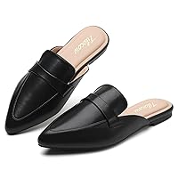 Tilocow Slip On Mules for Women Open Back Closed Pointed Toe Flats Womens Business Work Shoes Flavor Slides