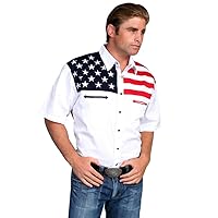 Scully Western Shirt Mens S/S Patriotic Snap Antique F0_P-756SS