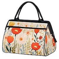 Travel Duffel Bag, Sports Tote Gym Bag, Cute Poppy Flower Overnight Weekender Bags Carry on Bag for Women Men, Airlines Approved Personal Item Travel Bag for Labor and Delivery