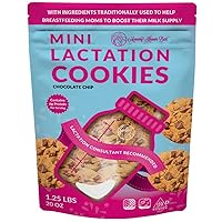 Lactation Cookies Breastfeeding Supplement - Chocolate Chip - Support Mothers Breast Milk Supply Increase - with Brewers Yeast Powder, Oat Flour, and Flax for lactation - Fenugreek Free - Mommy Knows Best - 1.25 LBS