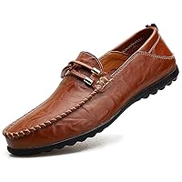 Men's Casual Genuine Leather Slip On Flats Walking Shoes Penny Loafer Soft Driving Shoes