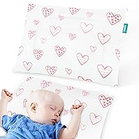 Small Pillow with Pillowcase (13 x 18), Kid Pillows for Sleeping, Machine Washable Soft Travel Pillow, Pink Heart