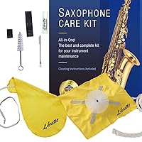 Libretto Alto Saxophone ALL-INCLUSIVE Giftable Care Kit: Mouthpiece Brush + Dust Brush + 2 Microfiber Cleaning Swab + Thumb Cushion + Premium Cork Grease + Reed Case, Handy Case, Extend Life of Sax!