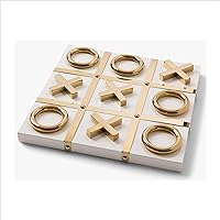 Tic Tac Toe Board Game | Beautiful Decorative Acccent for Home Decoration Coffee Table Top Decoration | Fun Playing Abstract Strategy Party Indoor & Outdoor XO (White Wooden Base)
