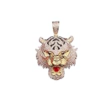 Diamond tiger - 10k Yellow Gold Diamond tiger male head face Pendant Pendant/Men's tiger Pendant/Handmade Pendant