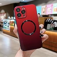 Luxury Gradient Glass Phone Case for iPhone 14 Plus 13 12 Pro Max Magnetic Wireless Charging Lens Protection Cover,red,for iPhone 14 ProMax