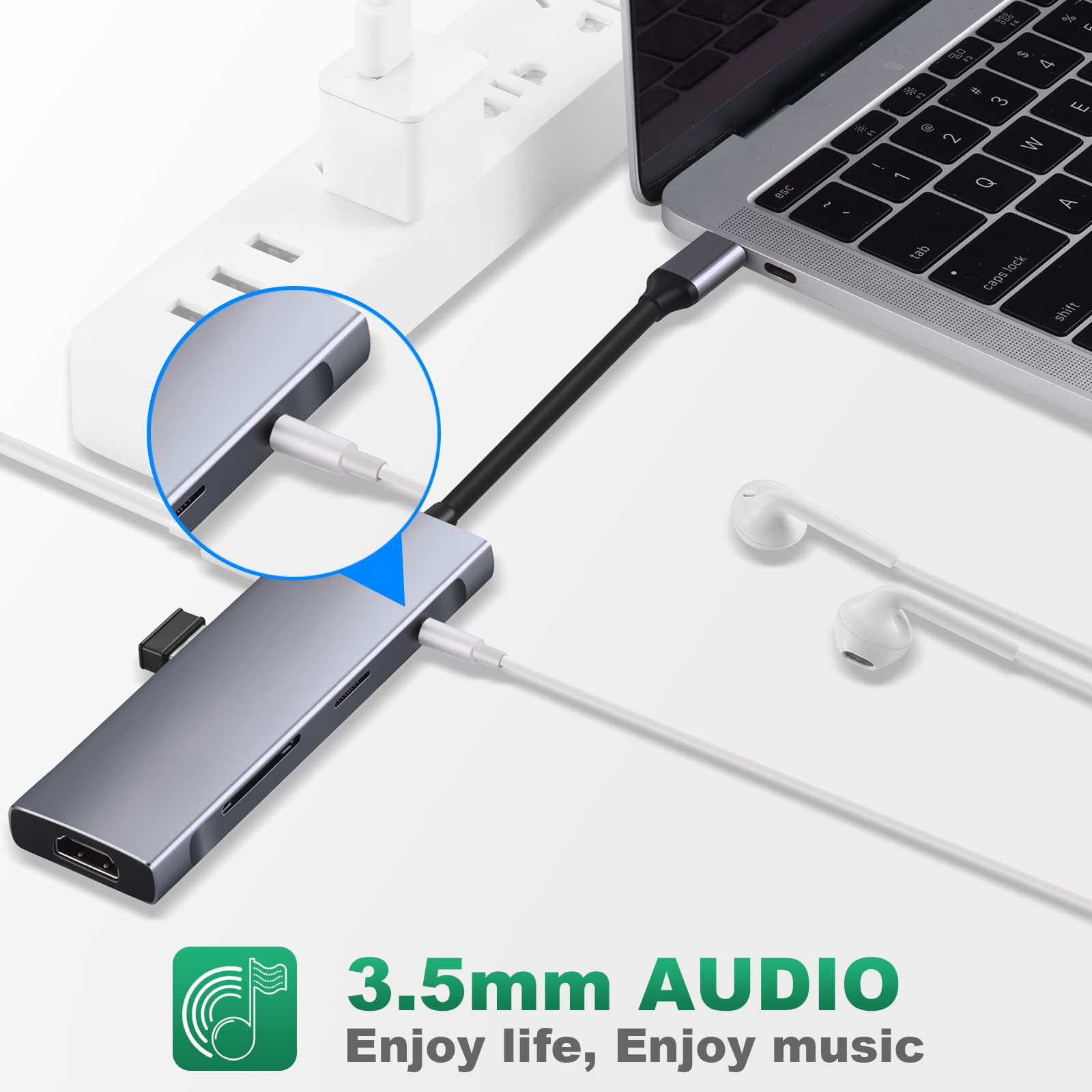 USB C Hub Multiport Adapter 9 in 1 Docking Station USB C to 4K HDMI Adapter with 3 USB3.0,Audio,Tf/Sd Card Reader,100W PD Charger,USB-C Port Compatible for MacBook Laptops More Type C Devices