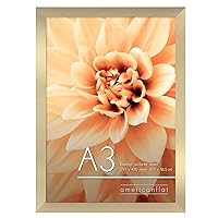 Americanflat A3 Picture Frame in Gold - Composite Wood with Shatter Resistant Glass - Horizontal and Vertical Formats for Wall - 11.7 x 16.5 in