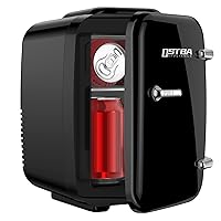 Mini Fridge, 4 Liter/6 Can Skincare Fridge for Bedroom Office Dorm, 110V AC/ 12V DC Thermoelectric Cooler and Warmer Small Fridge, Black