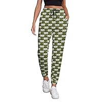 Funny Cartoon Pickle Jar Women's Sweatpants Casual Lounge Jogger Pant Soft Workout Pants with Pockets