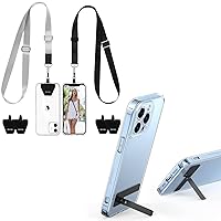 OUTXE Phone Lanyard- 2-Pack Adjustable Neck Strap, 4× Pad with Adhesive, 3 Pack Ultra-Thin Kickstand for Cell Phone Case