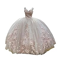 2024 Magical Floral Patterned Flowers Ball Gown V Neck Ball Gown Quinceanera Prom Dresses with Sheer Straps Beads