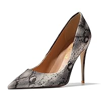 FSJ Women Classic Pointed Toe Snakeskin High Heels Pumps Slip on Stiletto Sparkling Animal Printing Sexy Lady Club Party Evening Dress Shoes Size 4-15 US