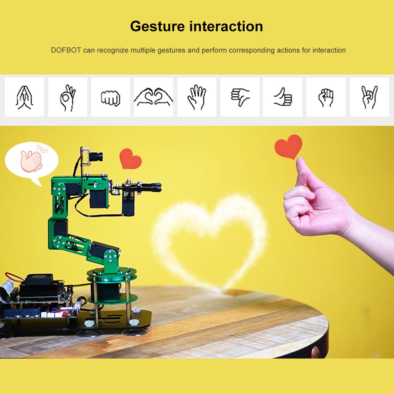 Yahboom Robotic Arm Raspberry Pi Robot Kit AI Hand Building with Camera 6-DOF Programmable AI Electronic DIY Robot for Adults ROS Open Source (Dofbot with Pi4B(4G))