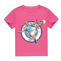 Boy Girls MCFC Crewneck Tee Shirt,Erling Haaland Pullover Tee Tops Summer Casual T-Shirt for Toddler
