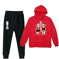 Novelty Spy x Family Fleece Hoodie with Pants Novelty Kids Winter Clothing Outfits-Casual Sweatshirt Set for Daily Wear
