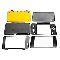 Black New2DSXL Extra Housing Case 5 Shells + Orange Backplate Set Replacement, for New 2DS XL LL 2DSXL 2DSLL New2DSLL Consoles, Outer Enclosure Upper Faceplate & Bottom Rear Cover Plates 6 PCS