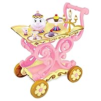 Disney Store Official Beauty and The Beast ''Be Our Guest'' Singing Tea Cart Play Set, Tea Party Set for Little Girls, Kids Kitchen Pretend Play Toddler Dress Up Tea Set for Girls