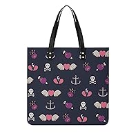 Hearts And Anchors PU Leather Tote Bag Top Handle Satchel Handbags Shoulder Bags for Women Men