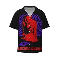 Electric Wizard Men's Fashion Hawaiian T Shirt Funny Button Down Tops Short Sleeve Tops