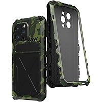 Shockproof Case for iPhone 15Pro Max/15 Pro/15 Plus/15, Full Body Protection Phone Cover with Hidden Stand Holder Waterproof (Color : Green, Size : 15 Pro)