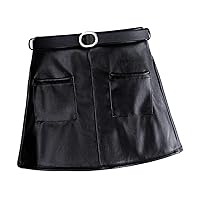 Kids Toddler Baby Girls Spring Summer Solid Leather Belt Skirts Clothes Twirling Skirts for Girls