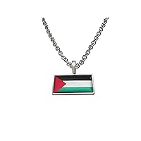 Thin Bordered Palestine Flag Pendant Necklace