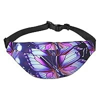 Purple Butterfly Fanny Pack for Men Women Crossbody Bags Fashion Waist Bag Chest Bag Adjustable Belt Bag