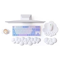A.JAZZ 4IN1 Wrist Rest Set Mouse Pad Cloud Handrest Cloud Wrist Rest Computer Cushion - Cloud Wrist Cushion Stress Relief with Massage Hole Wrist Rest for Wrist Rest, Fatigue Reduction, Soft Material,