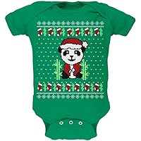 Animal World Baby Bodysuit Christmas Romper, Babies Xmas Outfit, Cute Short Sleeve One Piece With Funny Santa Panda Print