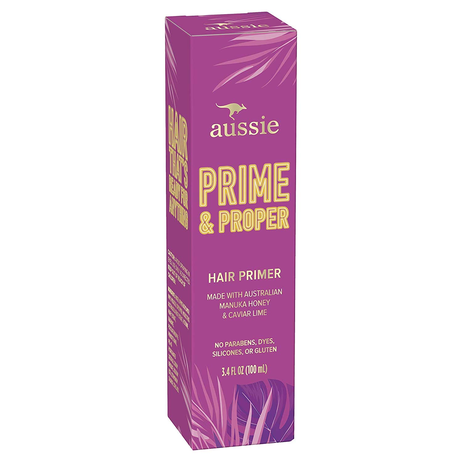 Aussie Prime & Proper Hair Primer Treatment, Heat Protectant Spray, Paraben & Dye Free, Infused with Australian Manuka Honey and Caviar Lime, RED, 3.4 Fl Oz