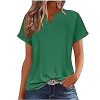 Summer Tops for Women 2024 Trendy V Neck Short Sleeve T Shirts Casual Loose Comfy Tunic Blouse Baisc Plain Tee Shirts