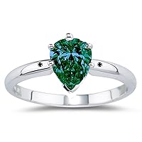 3.25 ct Vs1 Heart Real Moissanite Solitaire Engagement & Wedding Ring white Green Size 7