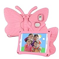 Kids Case for Samsung Galaxy Tab A7 Lite, Shockproof Light Weight Protective Stand Cover for Samsung Galaxy Tab A7 Lite 2021 8.7 Inch Tablet (SM-T225/T220), Cute Butterfly - Baby Pink